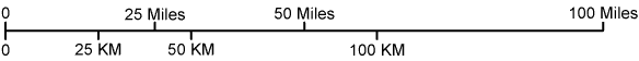 Louisiana map scale of miles